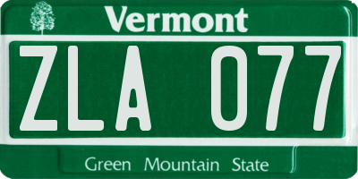 VT license plate ZLA077