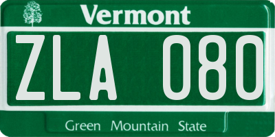 VT license plate ZLA080