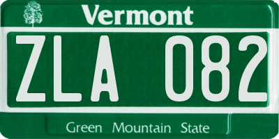 VT license plate ZLA082