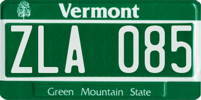 VT license plate ZLA085