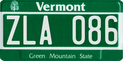 VT license plate ZLA086
