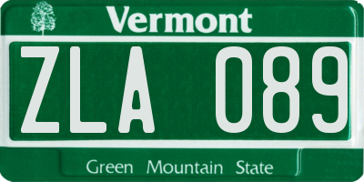 VT license plate ZLA089