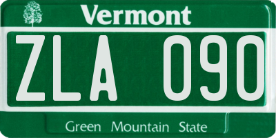 VT license plate ZLA090
