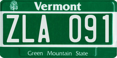 VT license plate ZLA091