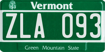VT license plate ZLA093