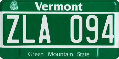 VT license plate ZLA094