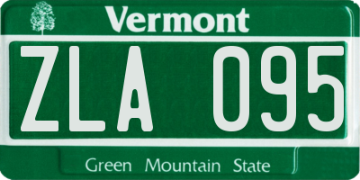 VT license plate ZLA095