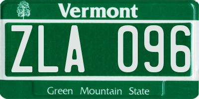 VT license plate ZLA096