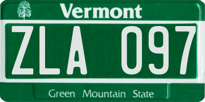 VT license plate ZLA097