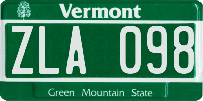 VT license plate ZLA098