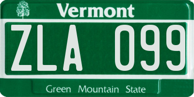 VT license plate ZLA099