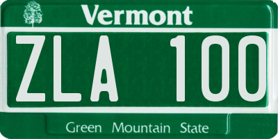 VT license plate ZLA100