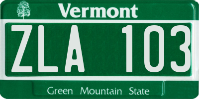 VT license plate ZLA103