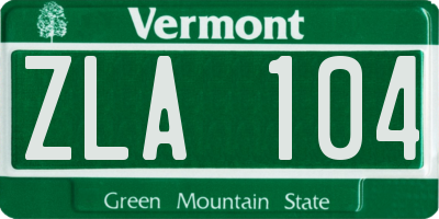 VT license plate ZLA104