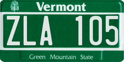 VT license plate ZLA105