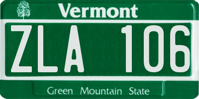 VT license plate ZLA106