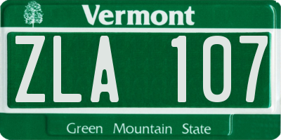 VT license plate ZLA107