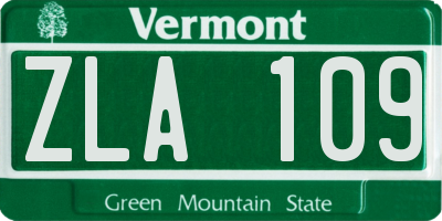 VT license plate ZLA109
