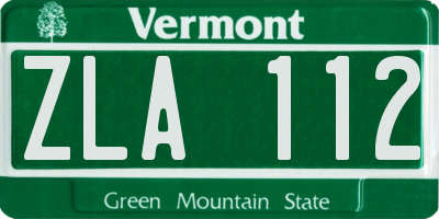 VT license plate ZLA112