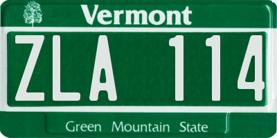 VT license plate ZLA114