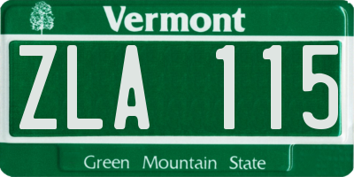 VT license plate ZLA115