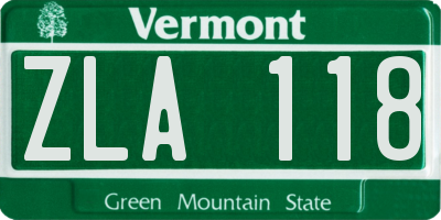 VT license plate ZLA118