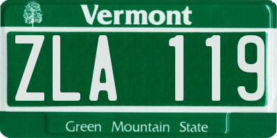 VT license plate ZLA119