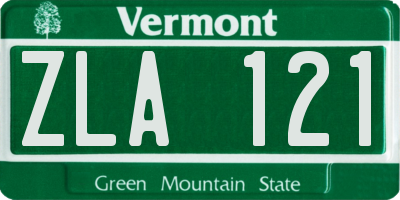 VT license plate ZLA121