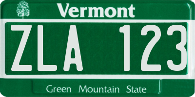 VT license plate ZLA123