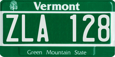 VT license plate ZLA128
