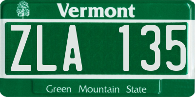 VT license plate ZLA135