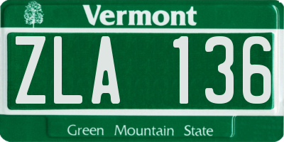 VT license plate ZLA136
