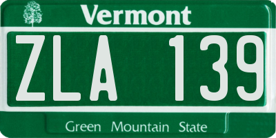 VT license plate ZLA139