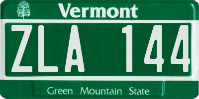 VT license plate ZLA144