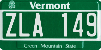 VT license plate ZLA149