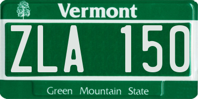 VT license plate ZLA150