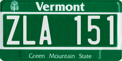 VT license plate ZLA151
