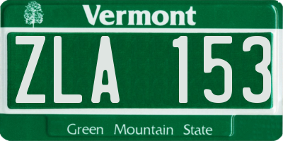 VT license plate ZLA153