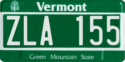 VT license plate ZLA155