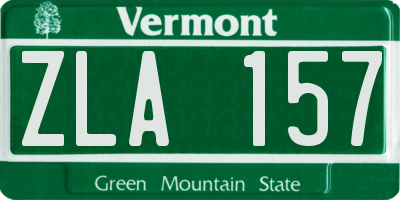 VT license plate ZLA157