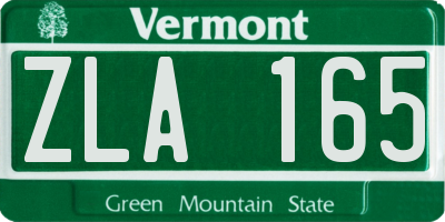 VT license plate ZLA165