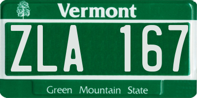 VT license plate ZLA167