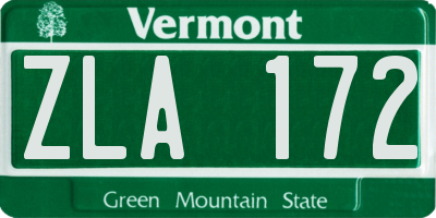 VT license plate ZLA172