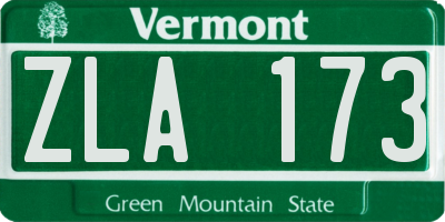 VT license plate ZLA173