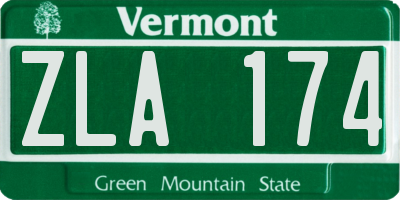 VT license plate ZLA174