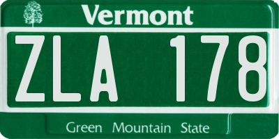 VT license plate ZLA178