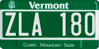 VT license plate ZLA180