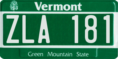 VT license plate ZLA181
