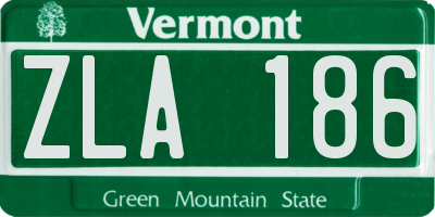 VT license plate ZLA186