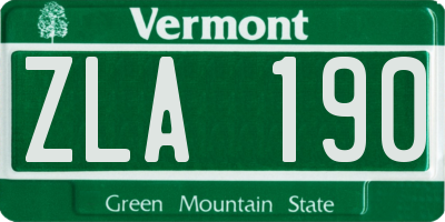 VT license plate ZLA190